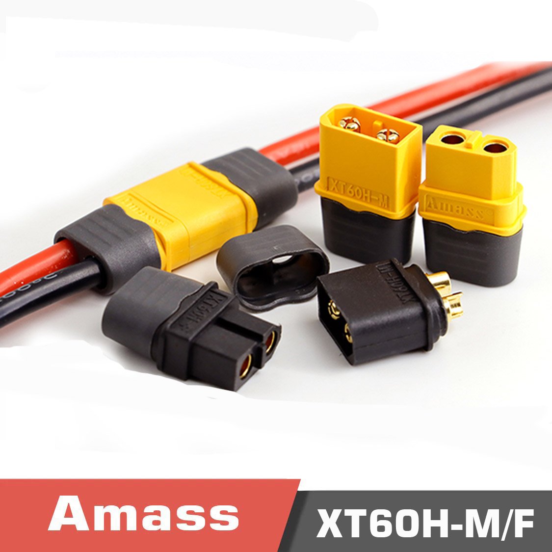 main Amass xt60h plug with sheath version aircraft model 3. 5mm gold-plated plug t plug connector - image 1