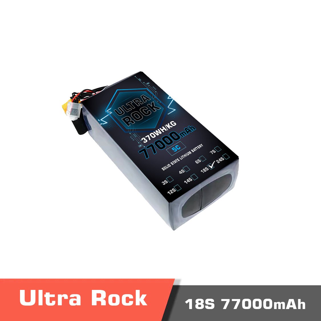 77000 18s.temp Semi solid-state battery | model ultra rock ultra hv battery 18s 77000mah 370wh/kg energy density 5c discharge rate - image 1