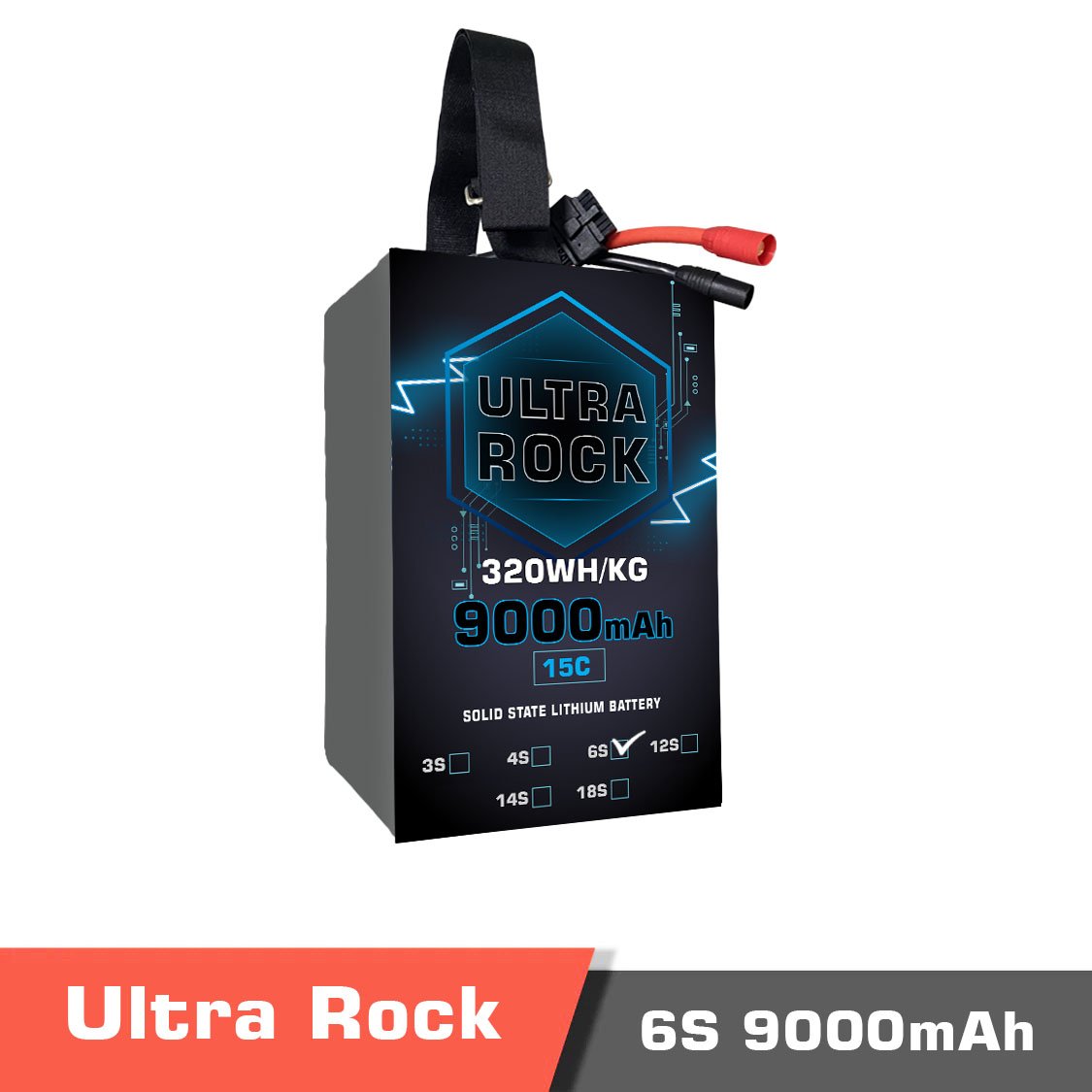 9000 6s.temp Semi solid-state battery | model ultra rock ultra hv battery 6s 9000mah 320wh/kg energy density 15c discharge rate - image 1
